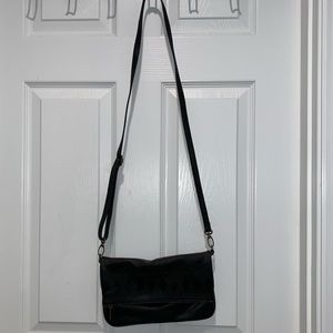 Black Faux Leather Crossbody Bag